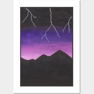 Night lightning thunder Posters and Art